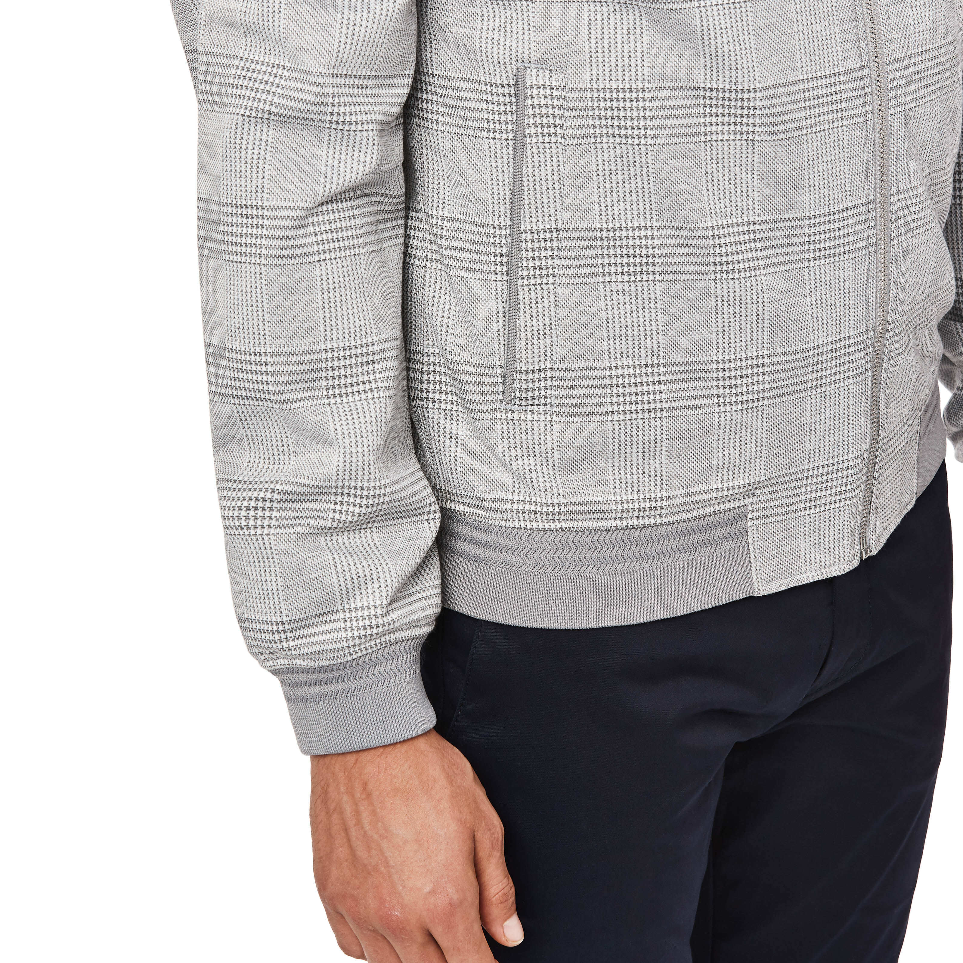 Grey check bomber jacket sales